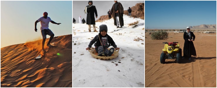 Sandboarding and Sand sledding