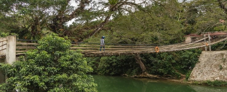 Walk Across Bamboo Hanging Bridge