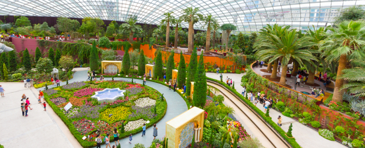 Flower Dome inside the Gardens by the Bay in Singapore